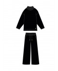 Комплект трикотажный для девочек: джемпер, брюки черный