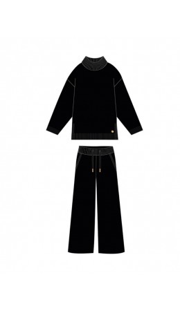 Комплект трикотажный для девочек: джемпер, брюки черный
