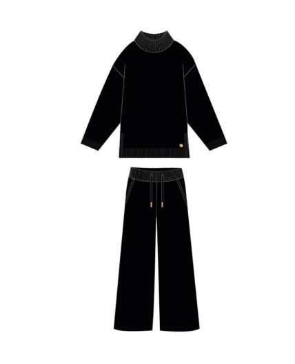 Комплект трикотажный для девочек: джемпер, брюки черный