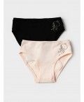 Трусы трикотажные для девочек, 2 шт в комплекте черный,бежевый