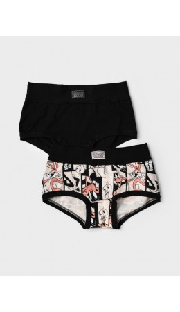 Трусы трикотажные для девочек, 2 шт в комплекте черный,бежевый