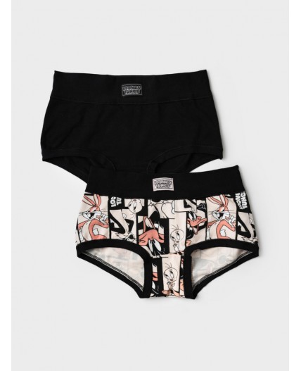 Трусы трикотажные для девочек, 2 шт в комплекте черный,бежевый