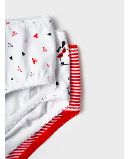 Трусы трикотажные для девочек, 3 шт в комплекте красный,белый