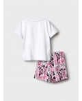 Комплект трикотажный для девочек: фуфайка (футболка), шорты белый,розовый