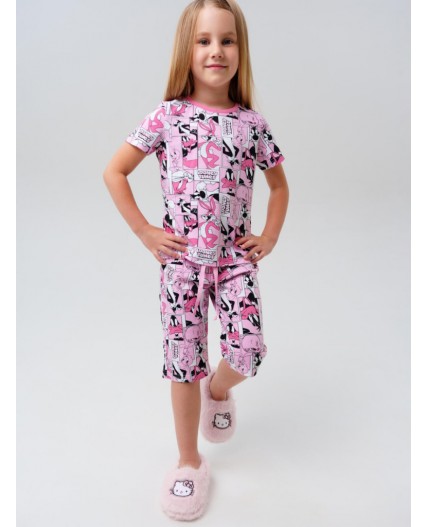 Пижама трикотажная для девочек розовый