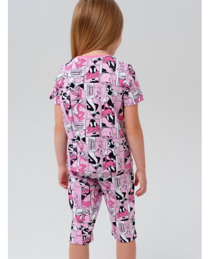 Пижама трикотажная для девочек розовый
