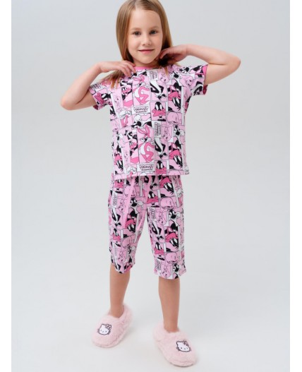 Пижама трикотажная для девочек розовый