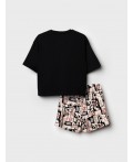 Комплект трикотажный для девочек: фуфайка (футболка), шорты черный,бежевый