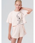 Пижама трикотажная для девочек бежевый
