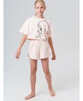 Пижама трикотажная для девочек бежевый