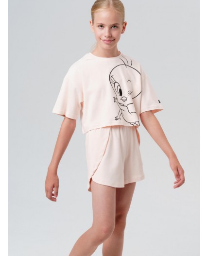 Пижама трикотажная для девочек бежевый