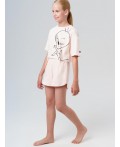 Пижама трикотажная для девочек бежевый