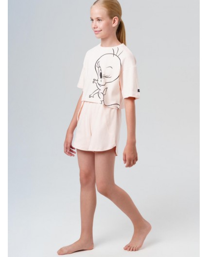 Пижама трикотажная для девочек бежевый