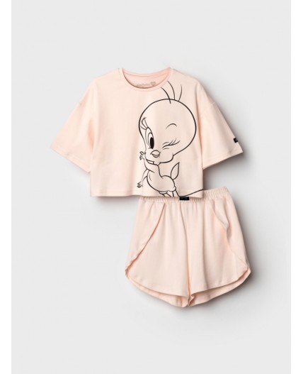 Пижама трикотажная для девочек бежевый