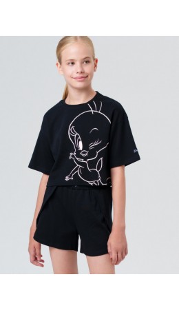 Пижама трикотажная для девочек черный