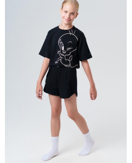 Пижама трикотажная для девочек черный