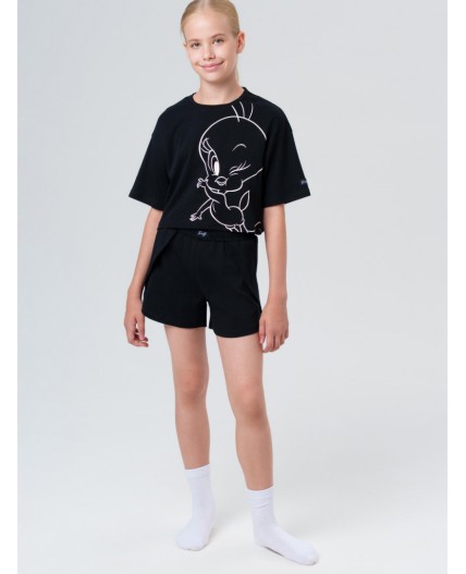 Пижама трикотажная для девочек черный
