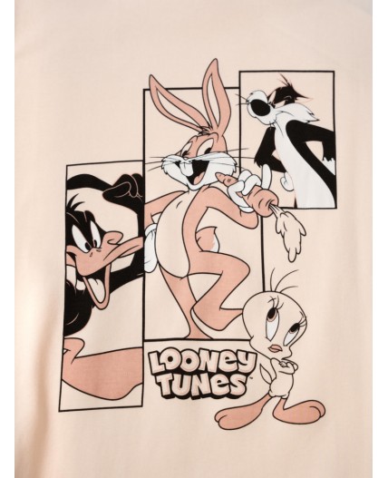 Комплект трикотажный для девочек: фуфайка (футболка), брюки бежевый