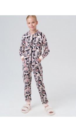 Комбинезон трикотажный для девочек бежевый