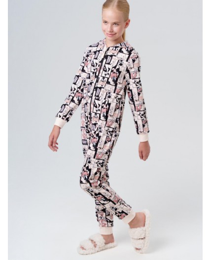 Комбинезон трикотажный для девочек бежевый