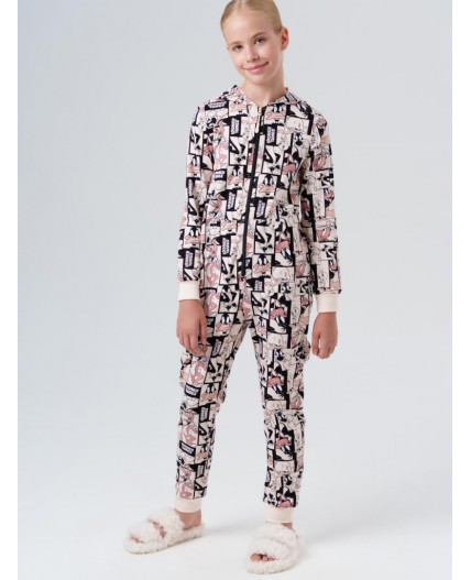 Комбинезон трикотажный для девочек бежевый