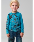 Фуфайка трикотажная для мальчиков (футболка с длинными рукавами) бирюзовый