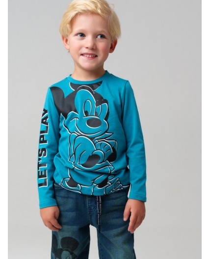 Фуфайка трикотажная для мальчиков (футболка с длинными рукавами) бирюзовый