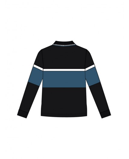 Джемпер трикотажный с воротником поло для мужчин черный,тёмно-синий