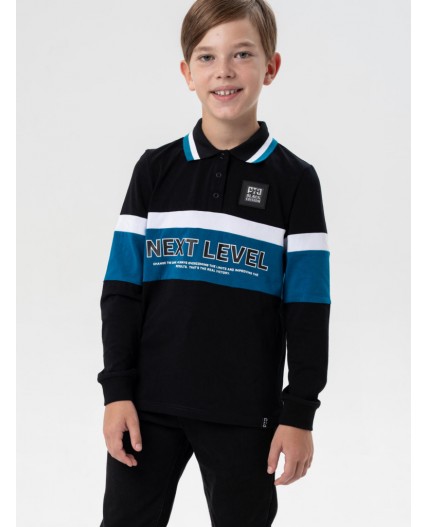 Джемпер трикотажный с воротником поло для мальчиков белый,черный,тёмно-синий