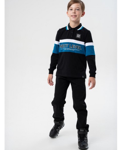 Джемпер трикотажный с воротником поло для мальчиков белый,черный,тёмно-синий