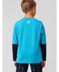 Фуфайка трикотажная для мальчиков (футболка с длинными рукавами) черный,бирюзовый