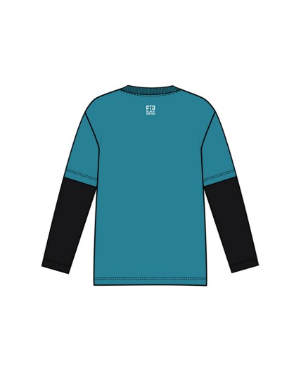 Фуфайка трикотажная для мальчиков (футболка с длинными рукавами) черный,бирюзовый