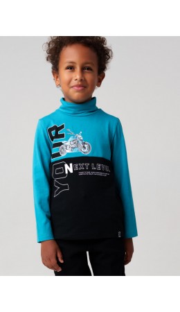 Водолазка трикотажная для мальчиков черный,бирюзовый