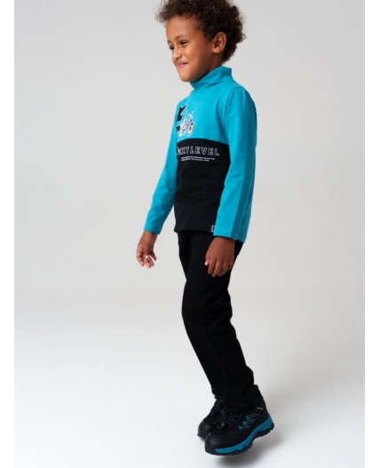 Водолазка трикотажная для мальчиков черный,бирюзовый