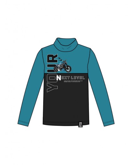 Водолазка трикотажная для мальчиков черный,бирюзовый