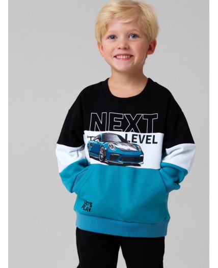 Толстовка трикотажная для мальчиков белый,черный,бирюзовый