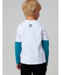 Фуфайка трикотажная для мальчиков (футболка с длинными рукавами) белый,бирюзовый