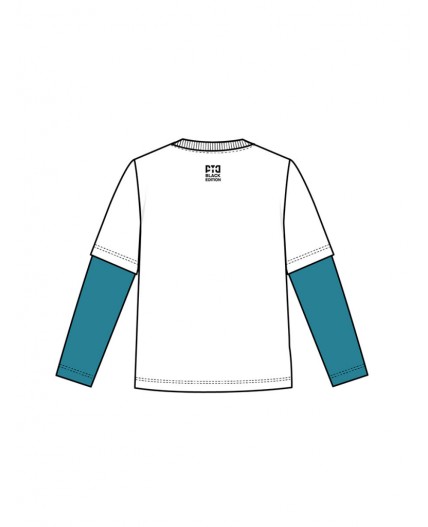 Фуфайка трикотажная для мальчиков (футболка с длинными рукавами) белый,бирюзовый