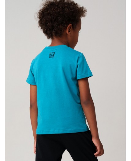 Комплект трикотажный для мальчиков: фуфайка (футболка с длинными рукавами), брюки бирюзовый,черный