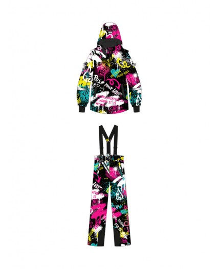 Комплект текстильный с полиуретановым покрытием для девочек: куртка, брюки черный