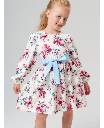 Платье трикотажное для девочек разноцветный