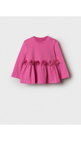 Джемпер детский трикотажный для девочек (футболка с длинными рукавами) розовый