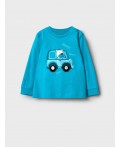Джемпер детский трикотажный для мальчиков (футболка с длинными рукавами) бирюзовый
