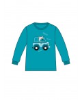 Джемпер детский трикотажный для мальчиков (футболка с длинными рукавами) бирюзовый