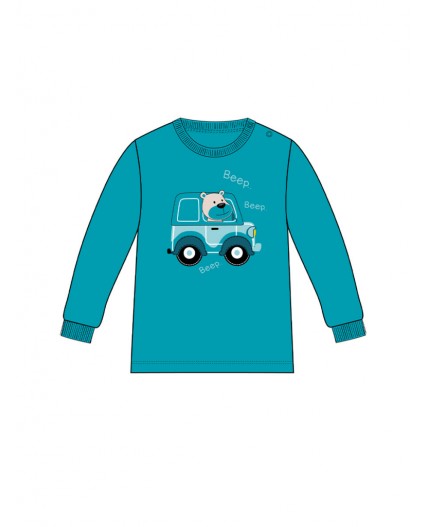 Джемпер детский трикотажный для мальчиков (футболка с длинными рукавами) бирюзовый