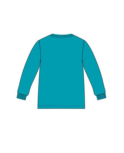 Джемпер детский трикотажный для мальчиков (футболка с длинными рукавами) бирюзовый