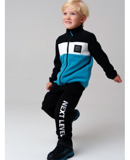 Куртка трикотажная для мальчиков бирюзовый,белый,черный
