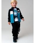 Куртка трикотажная для мальчиков бирюзовый,белый,черный