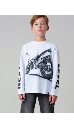 Фуфайка трикотажная для мальчиков (футболка с длинными рукавами) белый