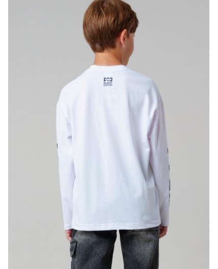 Фуфайка трикотажная для мальчиков (футболка с длинными рукавами) белый